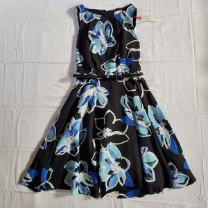 Black & blue floral dress